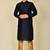 Navy blue art silk mens  kurta with churidar set
