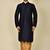 Navy blue art silk mens  kurta with churidar set