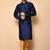Navy blue art silk mens  kurta with churidar set