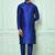 Blue art silk mens  kurta with churidar set