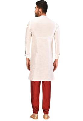 Lemon  art silk mens  kurta with churidar set 2