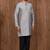 Grey art silk mens  kurta with churidar set
