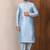 Blue art silk mens  kurta with churidar set