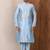 Blue art silk mens  kurta with churidar set
