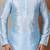 Blue art silk mens  kurta with churidar set