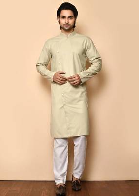 Brown cotton blendmens  kurta with churidar set 1
