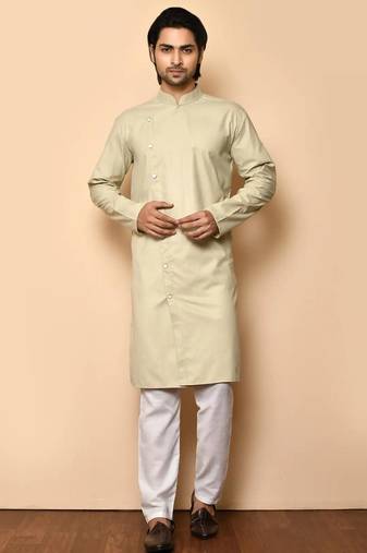 Brown cotton blendmens  kurta with churidar set