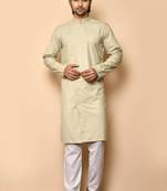 Brown cotton blendmens  kurta with churidar set