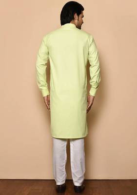 Light green cotton blendmens  kurta with churidar set 2