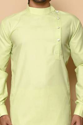 Light green cotton blendmens  kurta with churidar set 4