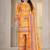 Orange Floral Printed Pakistani Style Kurta Palazzo Set with Dupatta