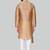 Gold art silk mens  kurta with churidar set