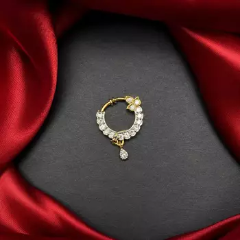 gold tone cz nath nose pin with teardrop charm 1