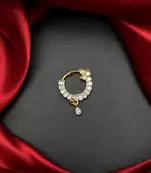 gold tone cz nath nose pin with teardrop charm