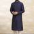 Navy blue tufetta mens  kurta with churidar set