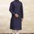 Navy blue tufetta mens  kurta with churidar set