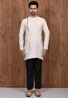 Lemon  cotton blendmens  kurta with churidar set 3
