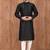 Black art silk mens  kurta with churidar set