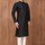 Black art silk mens  kurta with churidar set