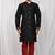 Black art silk mens  kurta with churidar set