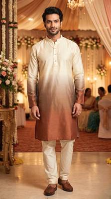 Maroon white plain rayon printedmen's kutra and payjama 1