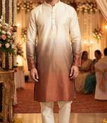 Maroon white plain rayon printedmen's kutra and payjama