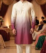 Pink plain rayon printedmen's kutra and payjama
