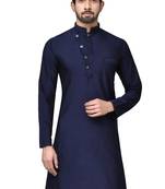 Navy blue cotton blendmens  kurta with churidar set