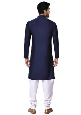 Navy blue cotton blendmens  kurta with churidar set 2