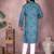 Blue sequence work and print kurta and payjama