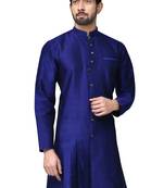 Royal blue art silk mens  kurta with churidar set