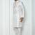 White art silk mens  kurta with churidar set