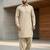 Cream cotton plain party wear kurta and payjama