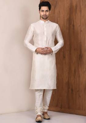 Lemon  art silk mens  kurta with churidar set 1