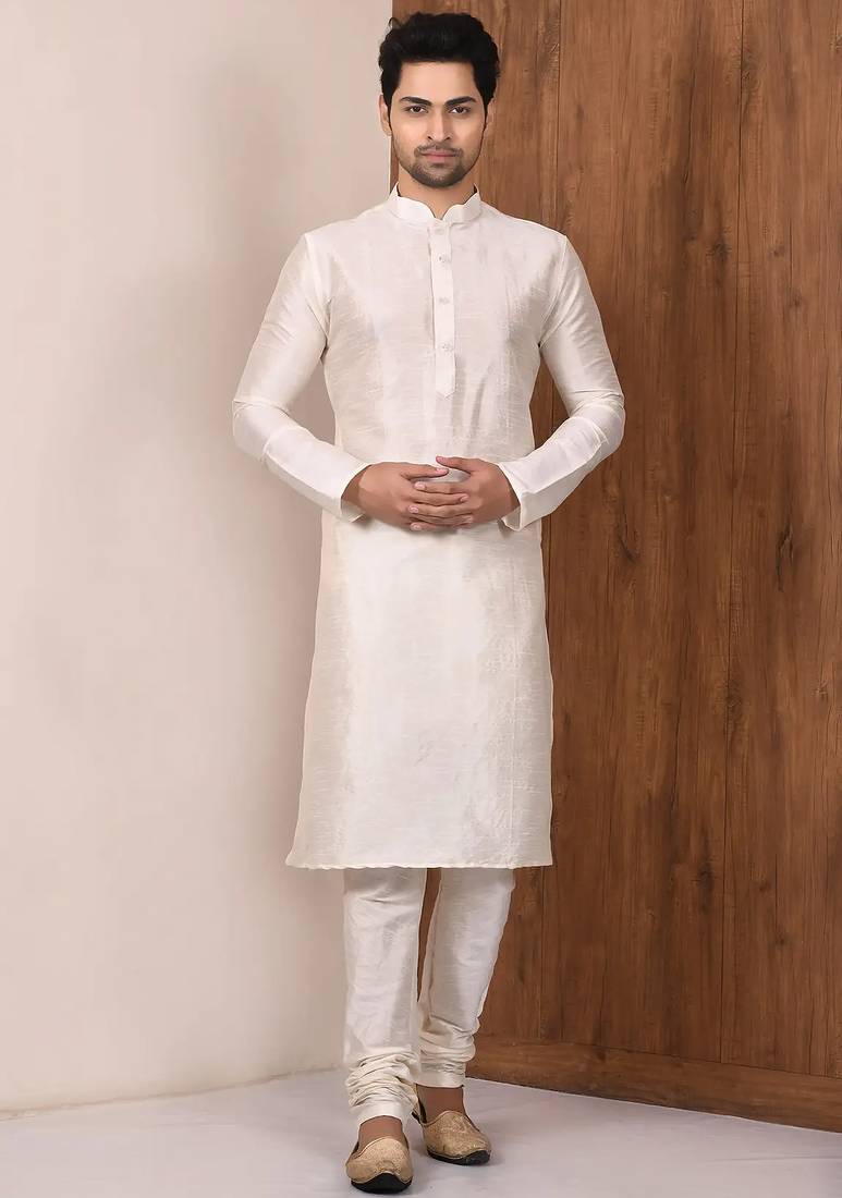 Lemon  art silk mens  kurta with churidar set