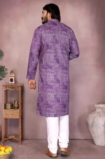 Purple sequence work and print kurta and payjama