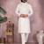 White sequence work and print kurta and payjama