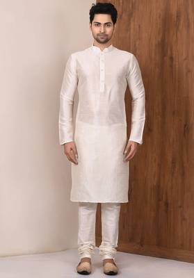 Lemon  art silk mens  kurta with churidar set 3