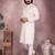 White sequence work and print kurta and payjama