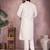 White sequence work and print kurta and payjama