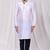 White art silk mens  kurta with churidar set
