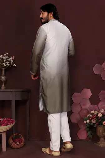 Mehendi cotton silk embroidery party wear kurta and payjama