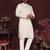 Cream smart silk embroidery party wear kurta and payjama