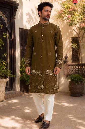 Mehendi lachko embroidery party wear kurta and payjama