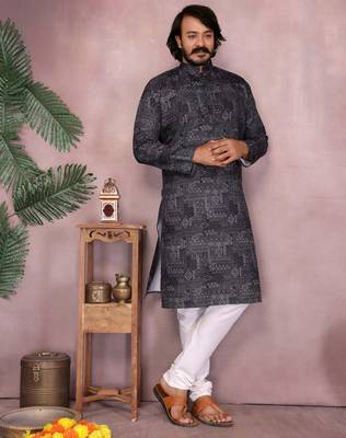 Black sequence work and print kurta and payjama 4