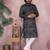 Black sequence work and print kurta and payjama