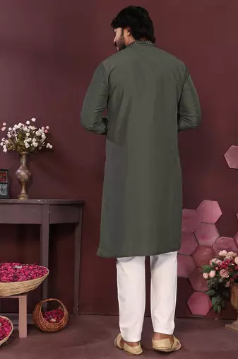 Mehendi smart silk embroidery party wear kurta and payjama