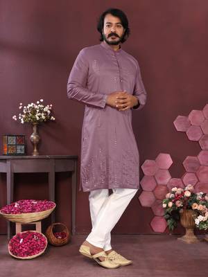 Peach smart silk embroidery party wear kurta and payjama 2