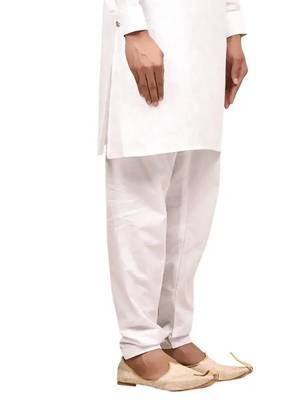 White cotton blendmens  kurta with churidar set 4