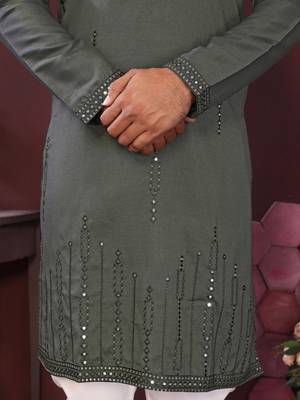 Mehendi smart silk embroidery party wear kurta and payjama 5